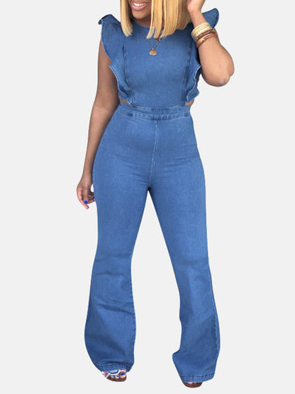 Ruffle Sleeve Flare Pants Jumpsuit