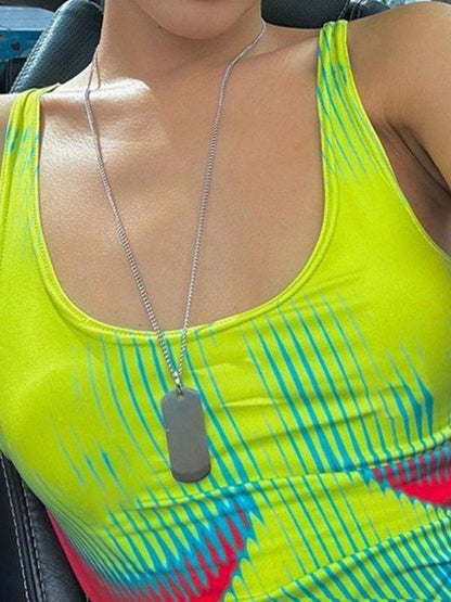 Abstract Line Printed Tank Top