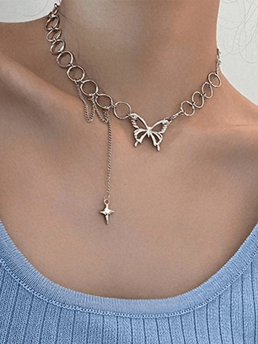 Butterfly Star Decor Choker Necklace