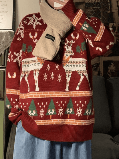 Christmas Deer Crew Neck Sweater