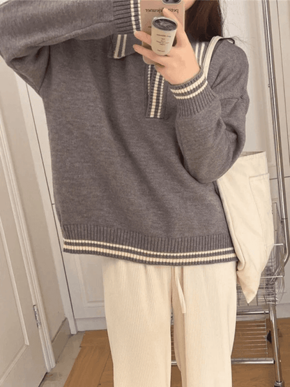 Contrast Trim Pullover Sweater
