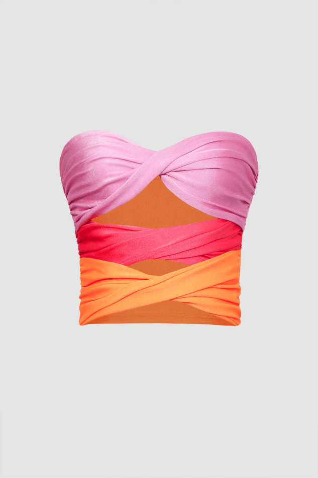 Contrast Twisted Front Tube Top