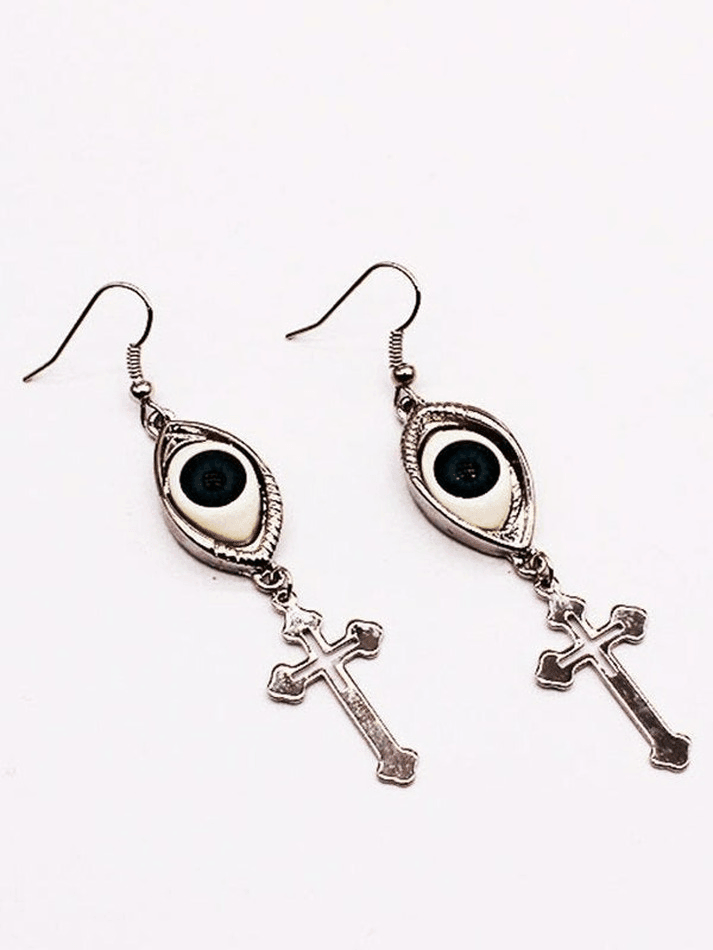 Cross Demon Eye Earrings