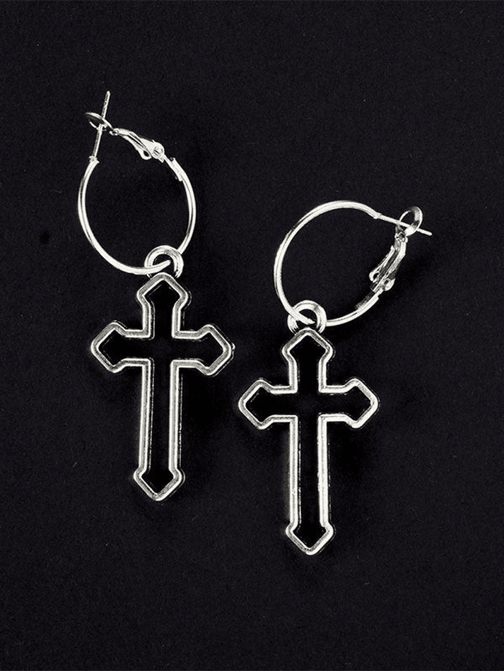 Cutout Cross Drop Earring