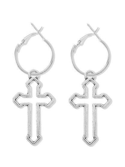 Cutout Cross Drop Earring