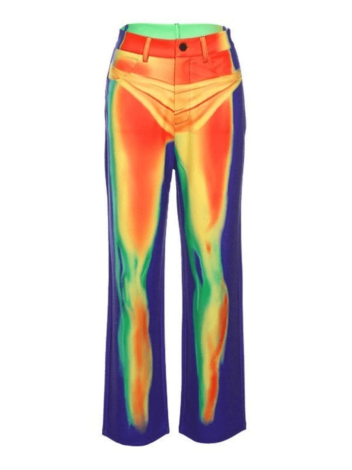 CyberPrinted Straight Leg Pants