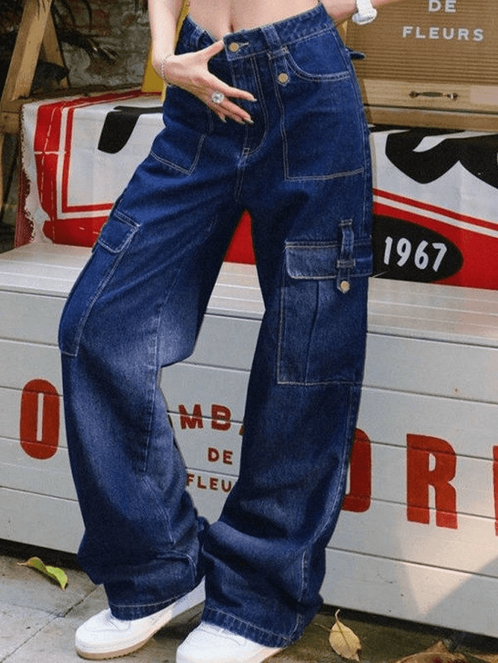 Dark Wash Vintage Cargo Jeans