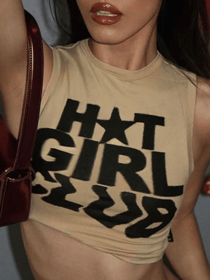 Girl Club Printed Cropped Tank Top