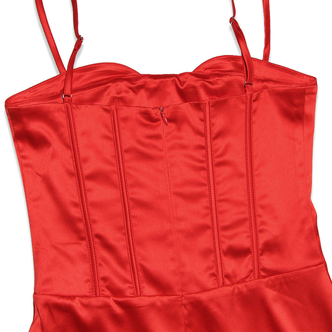 Sleeveless Corset Evening Maxi Dress - Red