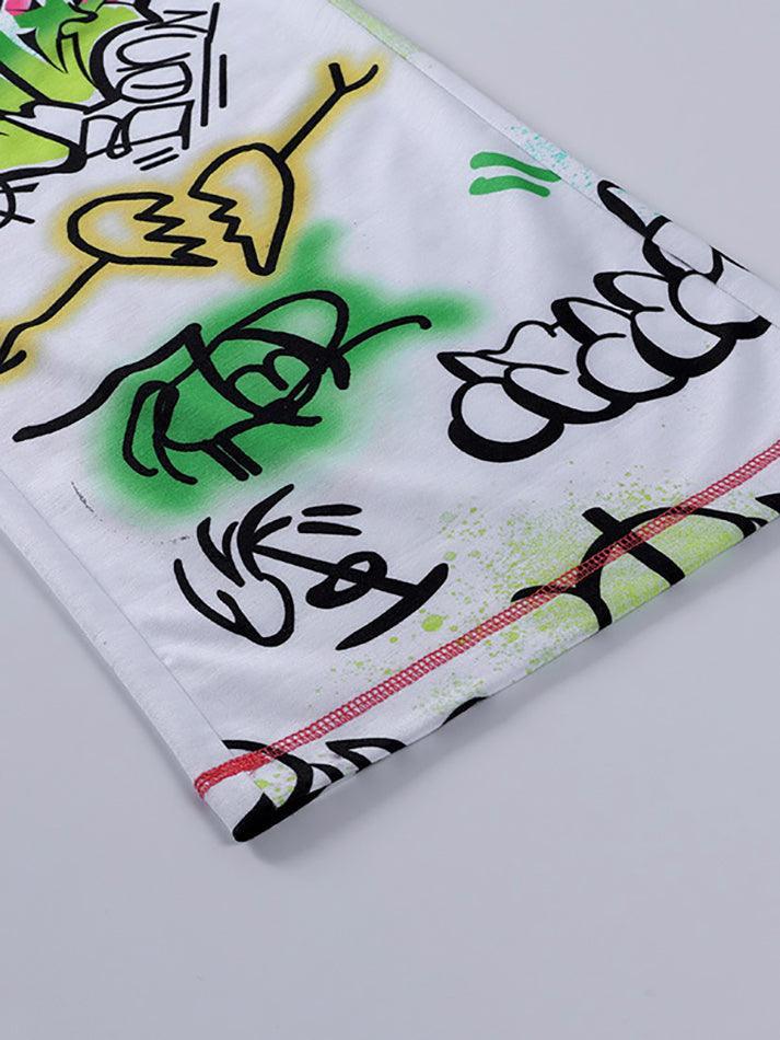 Graffiti Print Slouchy Sweat Pants