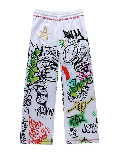 Graffiti Print Slouchy Sweat Pants