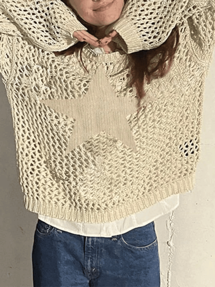 Hollow Out Star Crochet Knit Top