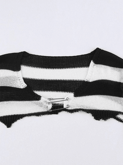 Knitted Stripe Long Sleeve Bolero Top