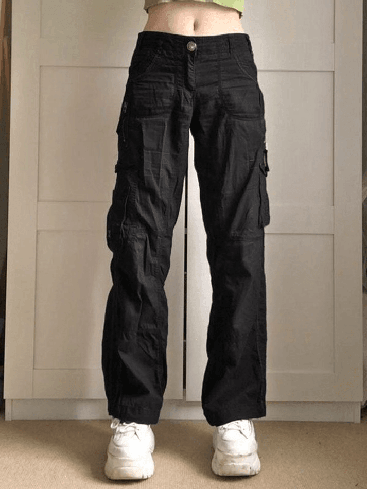 Low Rise Washed Cargo Jeans