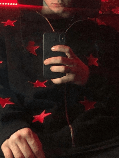 Men's Patch Star Zip Up Hoodie