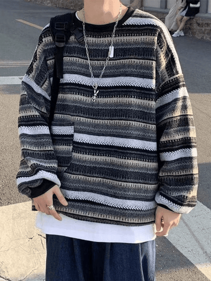 Men's Pocket Striped Knit Sweater