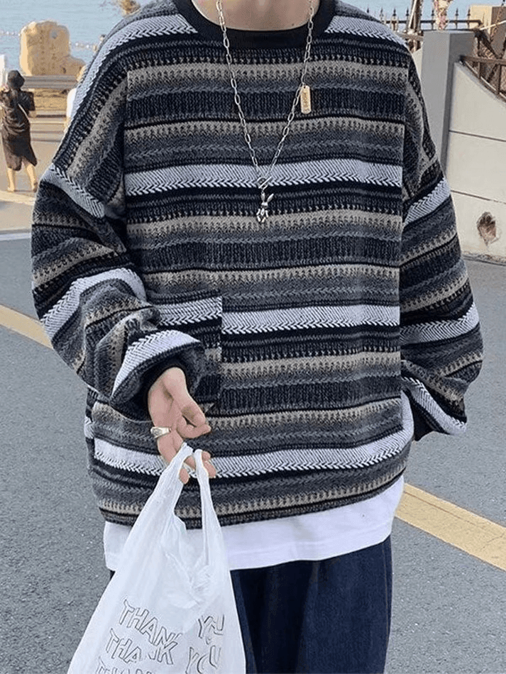 Men's Pocket Striped Knit Sweater