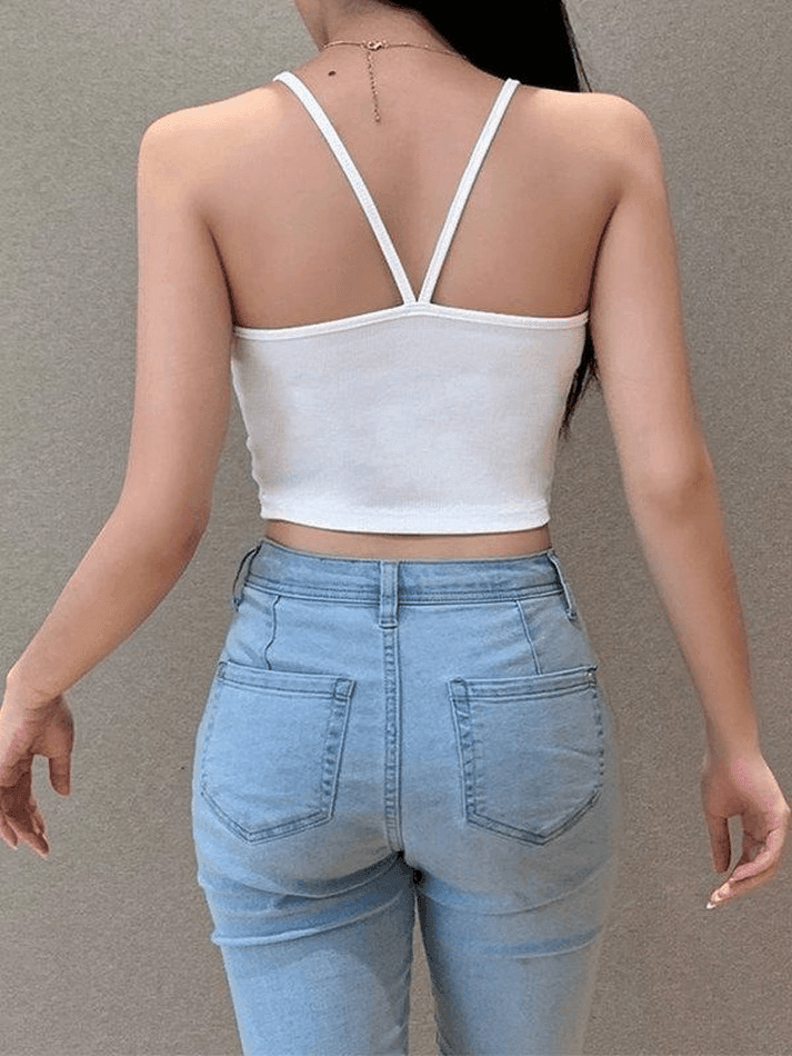Open Back Ribbed Crop Cami Top