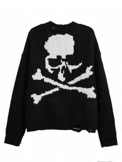 Distressed Skull Sweater
