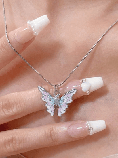 Pastel Butterfly Charm Necklace