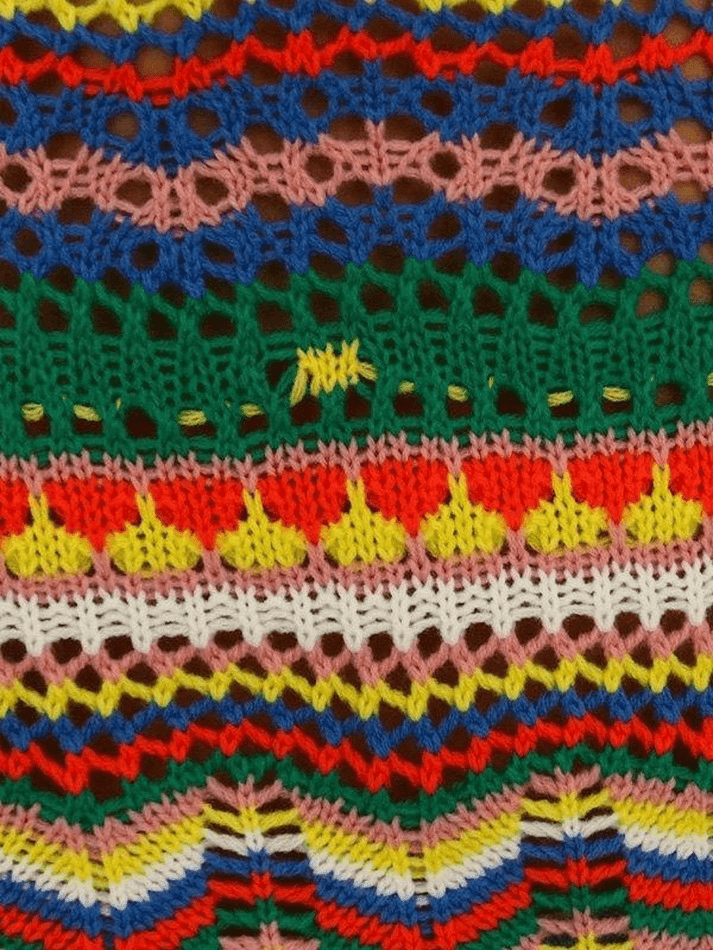 Stripe Crochet Knit Sweater
