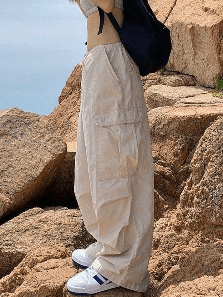 Ruched Y2K Baggy Parachute Pants