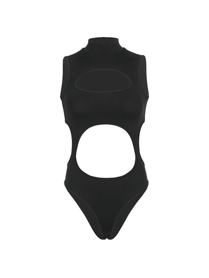 Sleeveless Cutout Black Bodysuit