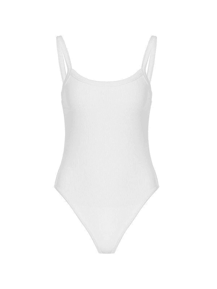 Sleeveless Plain Ribbed Bodysuit