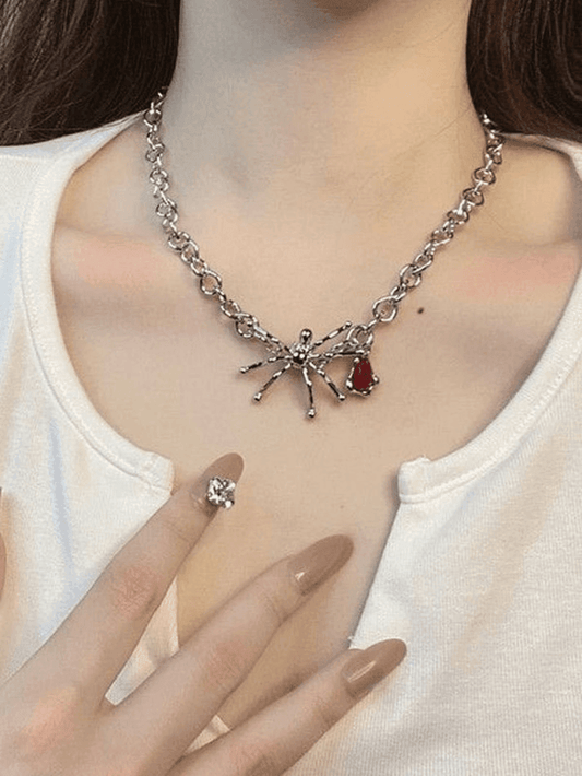 Spider Drop Pendant Chain Necklace