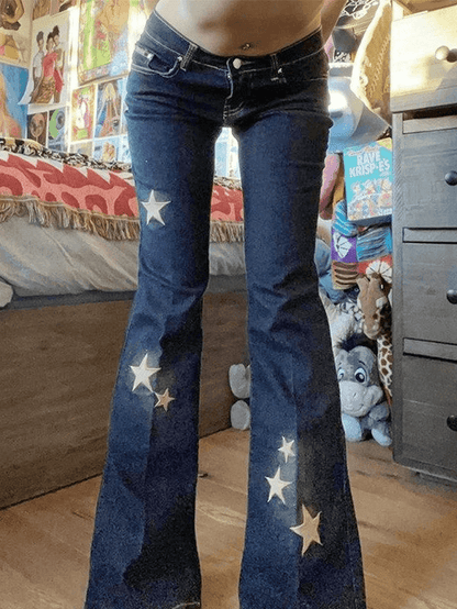 Star Embroidered Flare Jeans