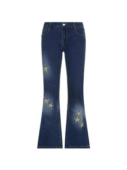 Star Embroidered Flare Jeans