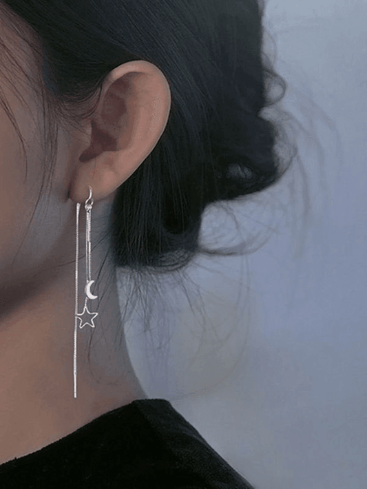 Star Moon Decor Tassel Earring