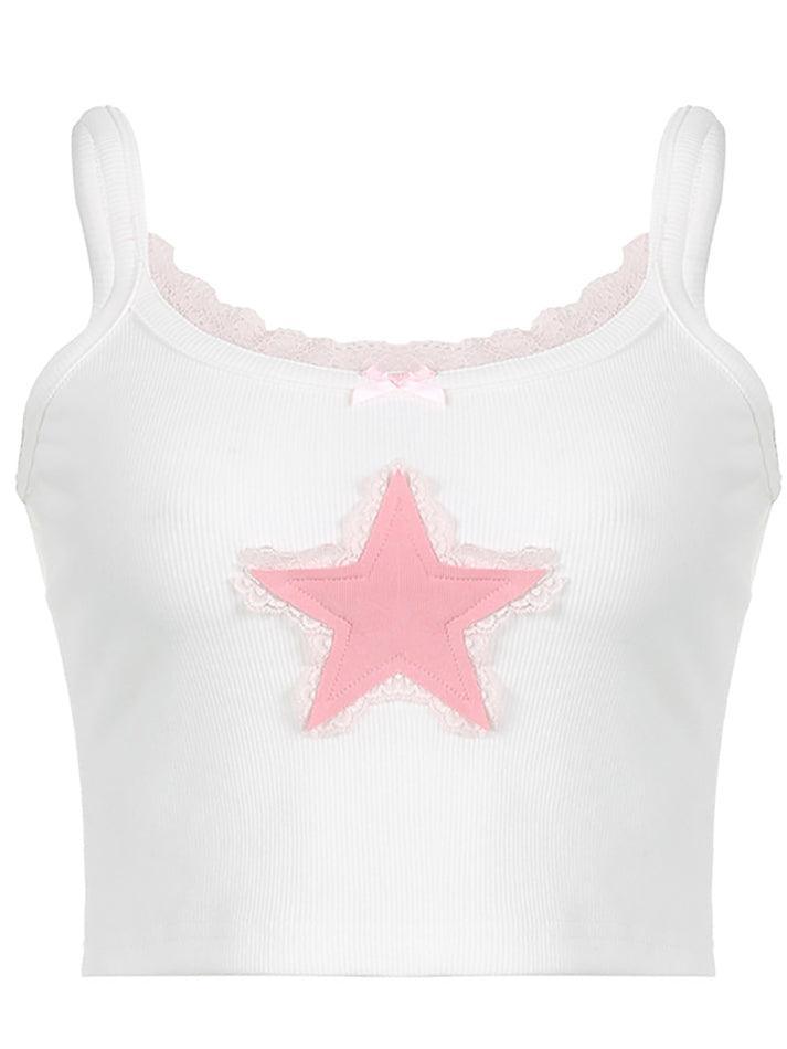 Star Print Lace Tank Top