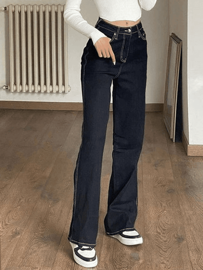 Stitched High Waist Boyfriend Jeans