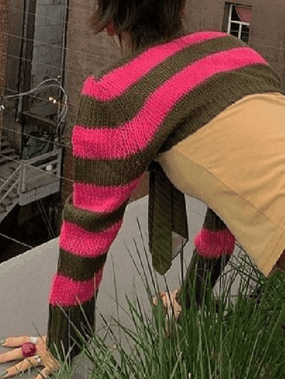Striped Long Sleeve Bolero Knit Cardigan