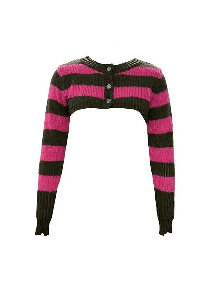 Striped Long Sleeve Bolero Knit Cardigan