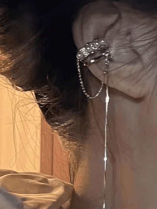 Tassel Pearl Decor Cuff Earring