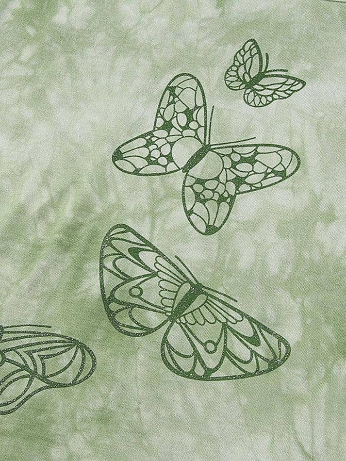 Tie-Dye Butterfly Print Crop Top