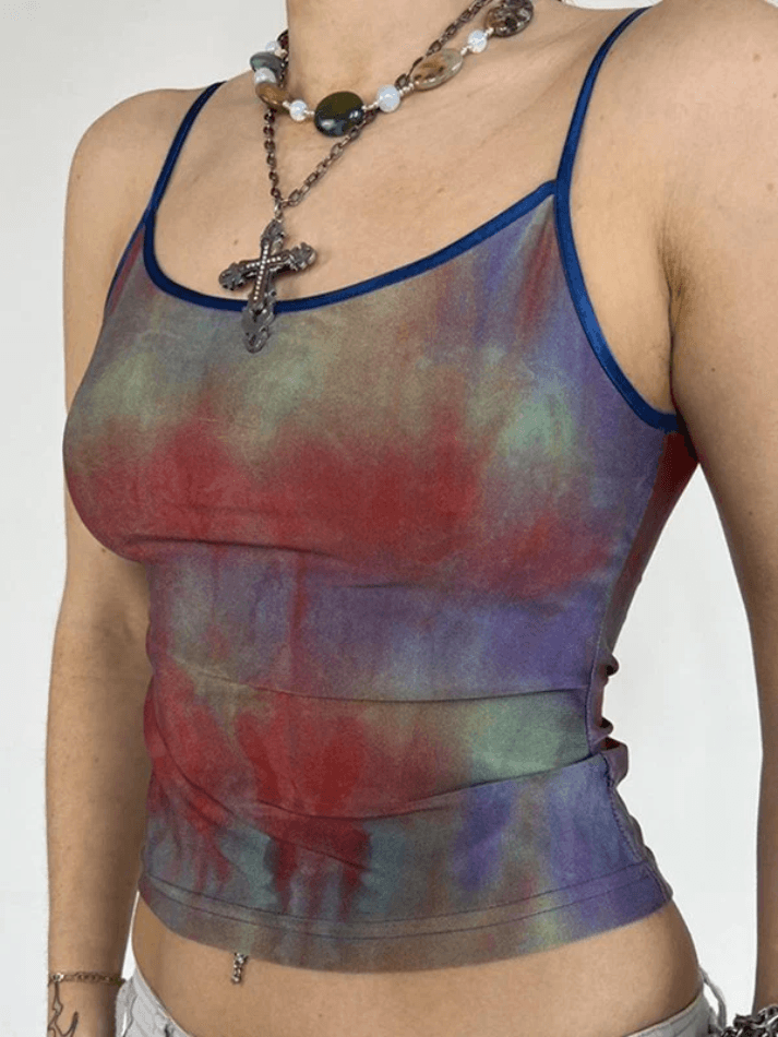 Tie Dye Slim Crop Cami Top