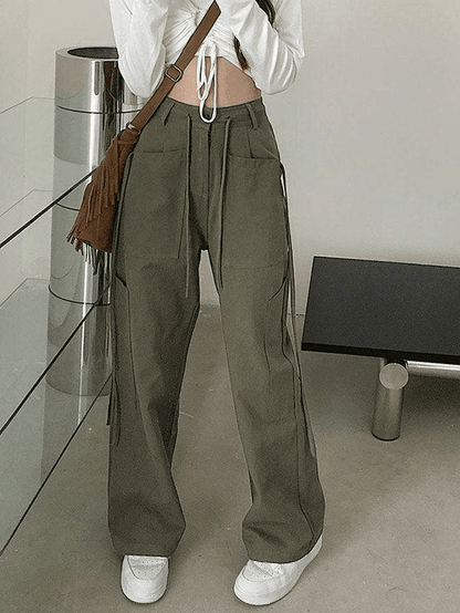 Tie Strap Straight Leg Pants