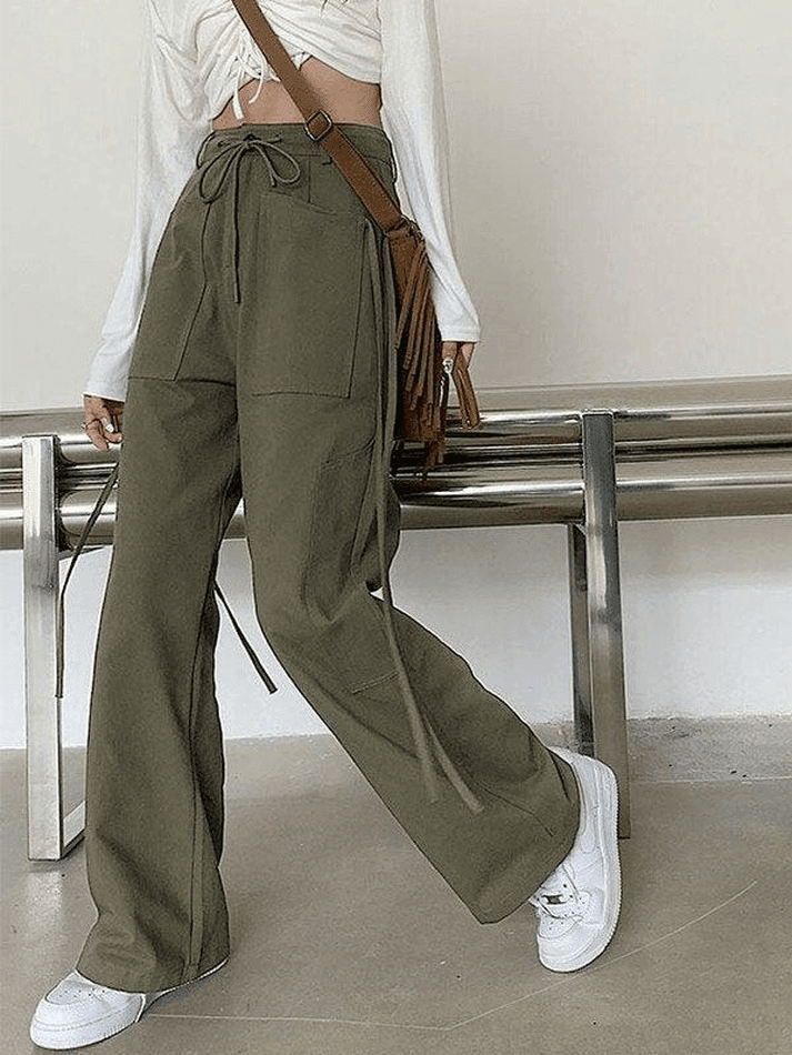 Tie Strap Straight Leg Pants