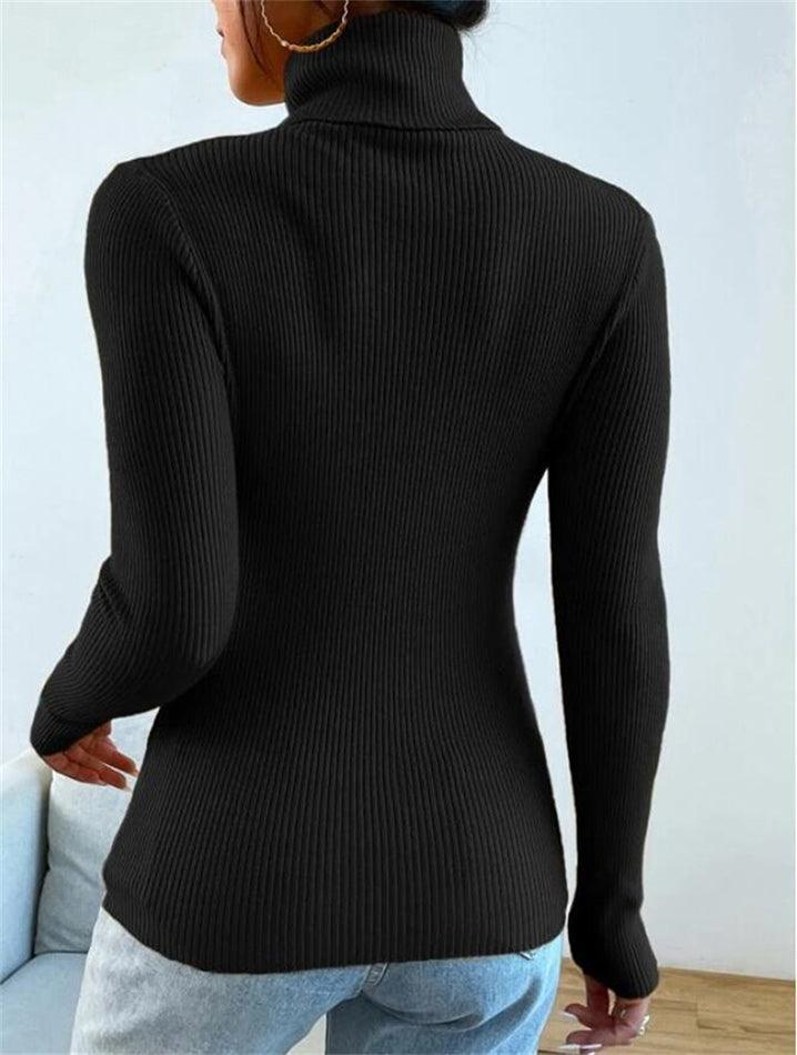 Turtleneck Ribbed Knit Sweater