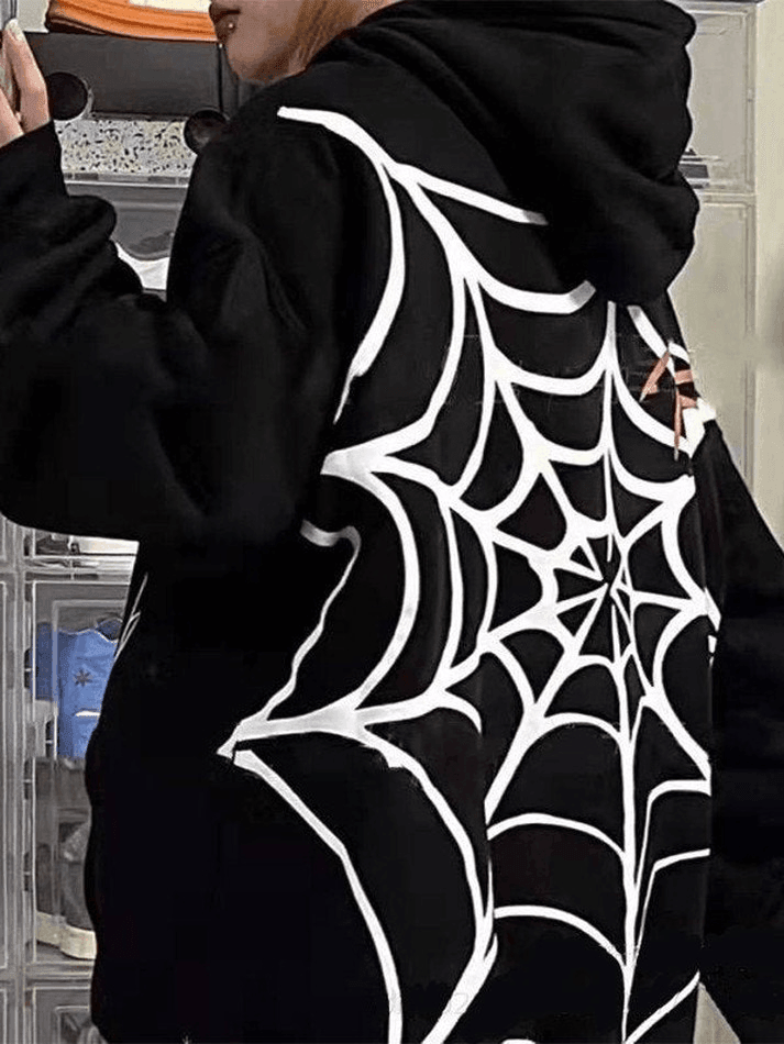 Unisex Loose Fit Spiderweb Graphic Hoodie