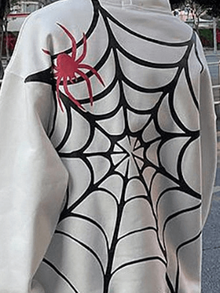 Unisex Loose Fit Spiderweb Graphic Hoodie