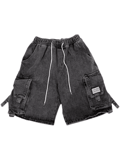 Vintage Wash Cargo Denim Shorts