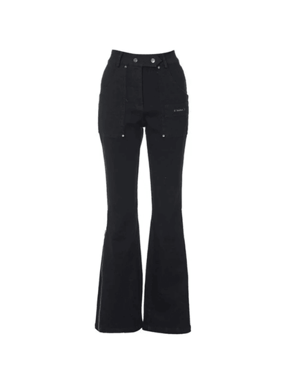 Zip Fly Black Flare Leg Pants