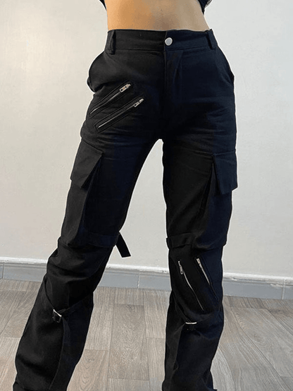 Zipper Strap Detail Cargo Pants